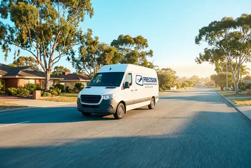 Precision Windscreen Repairs van on a suburban Perth street